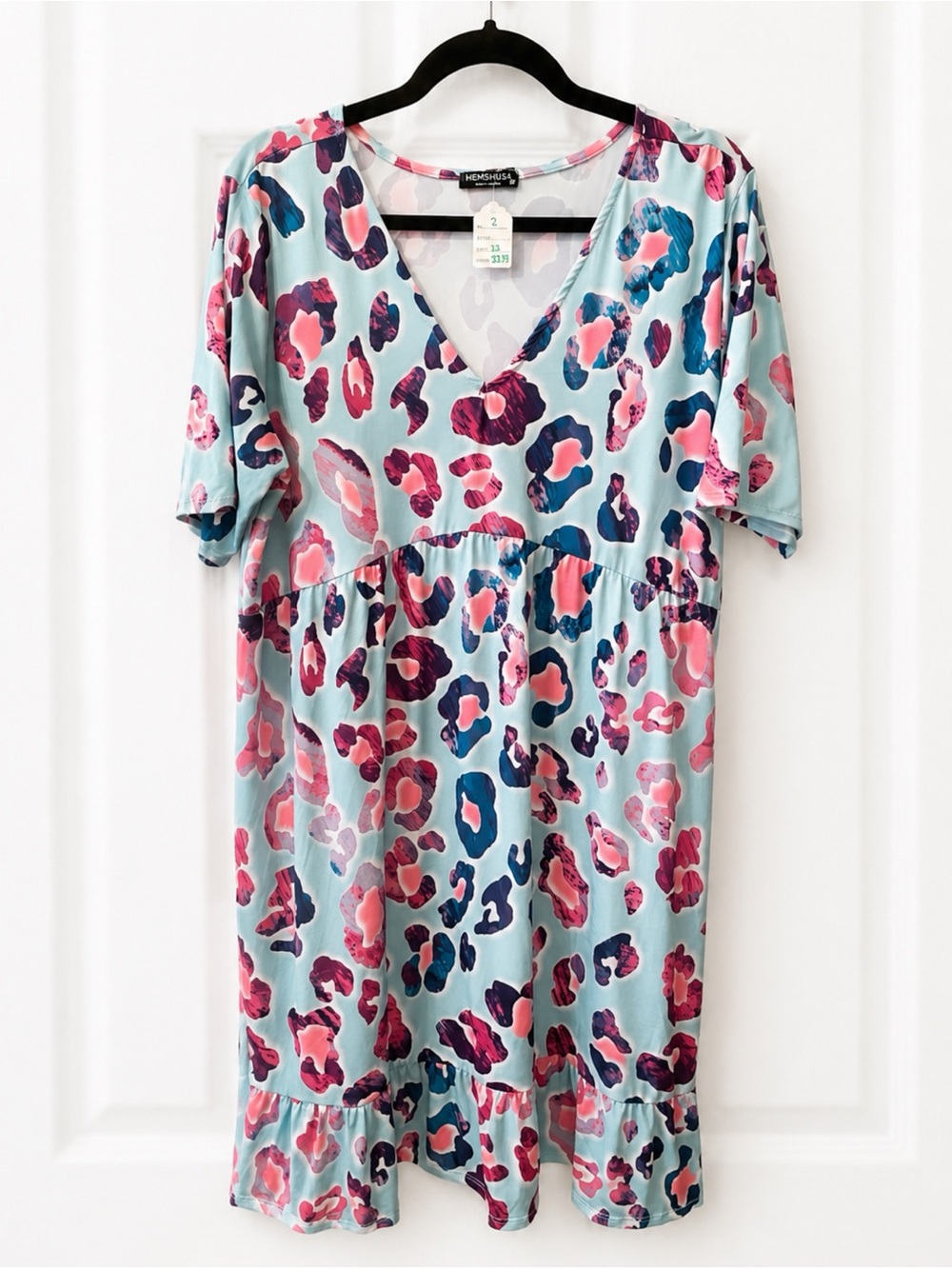 HEIMISH U.S.A -Blue Multi Color Leopard Dress Size 1X Plus